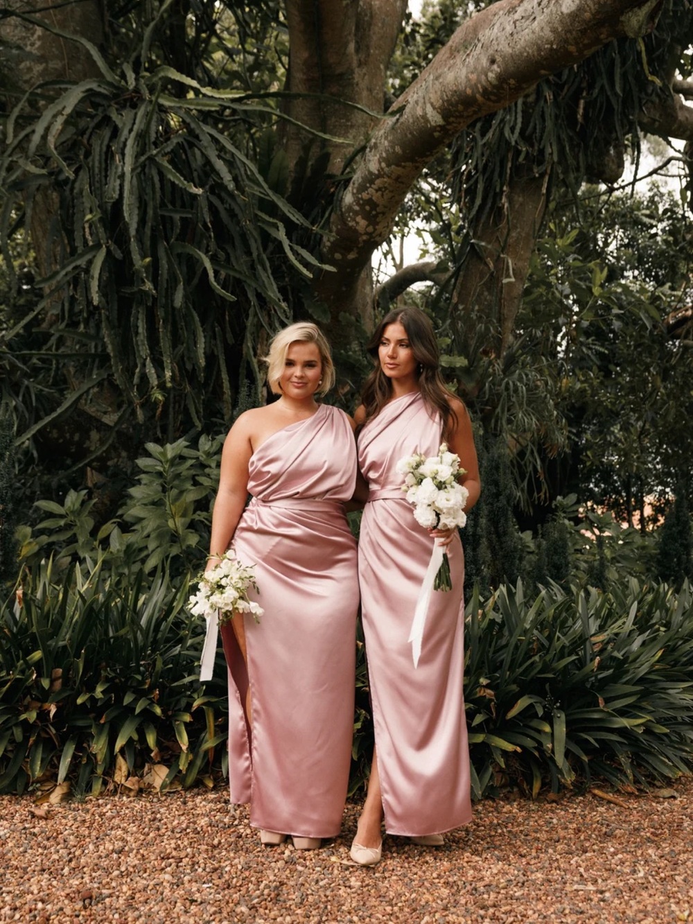 Petal and pup Blush Satin One-Shoulder Bridesmaid Dress